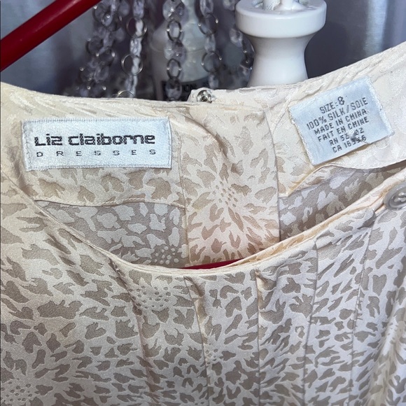 Vintage Liz Claiborne Elegant Silk Cream and Black Women's Dress - Picture 2 of 2